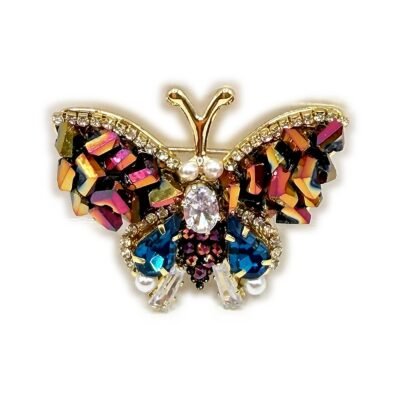 Broche Papillon Bleu Iridescent