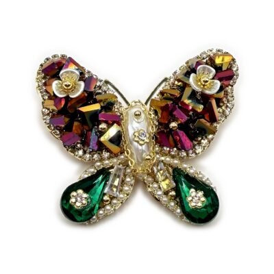 Broche Papillon Vert Nacré