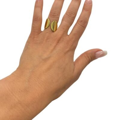 Bague Sculptée Double Coquillage Dorée