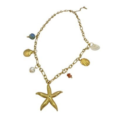 Collier Doré Étoile de Mer et Coquillages