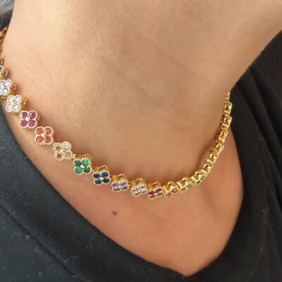 Collier Kaleidoscope Fleur Doré Femme