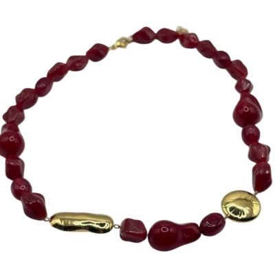 Collier Pierre Rouge Doré