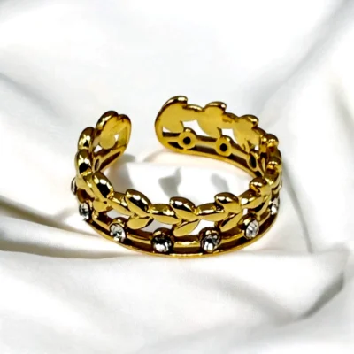 Bague Feuille Étincelante