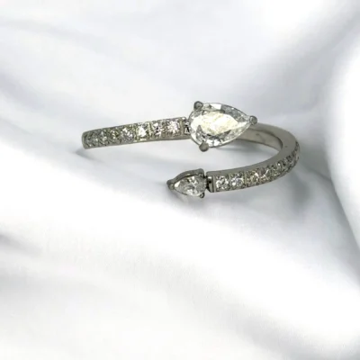Bague Gouttes Scintillantes Argentée