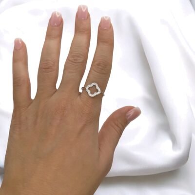 Bague Trèfle Cristaux Brillants