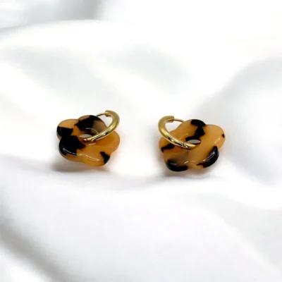 Boucles d'Oreilles Créoles Fleur Léopard