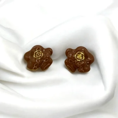Boucles d'Oreilles Nœud Marron