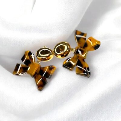 Boucles d'Oreilles Nœud Papillon Léopard