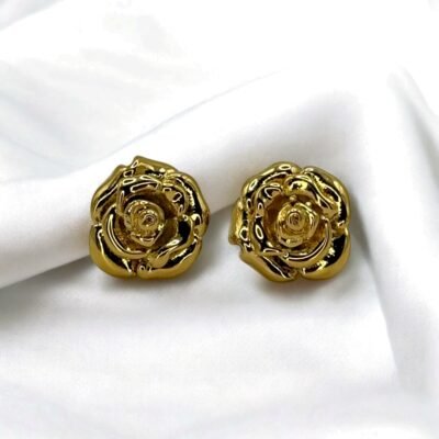 Boucles d'Oreilles Rose Dorée