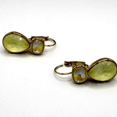 Boucles d'Oreilles Dormeuses Cristal Jaune