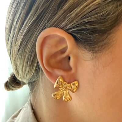 Boucles d'Oreilles Nœud Doré