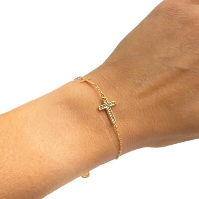 Bracelet Croix Doré Strass