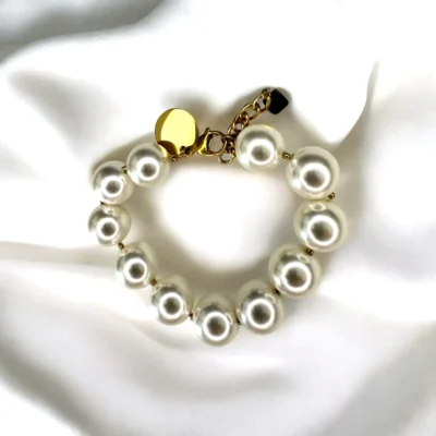 Bracelet Grandes Perles Blanches