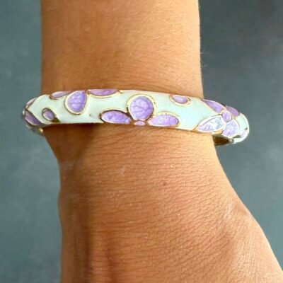 Bracelet Jonc Émaillé Mauve Fleurs Lilas
