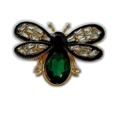 Broche Abeille Dorée Pierre Verte