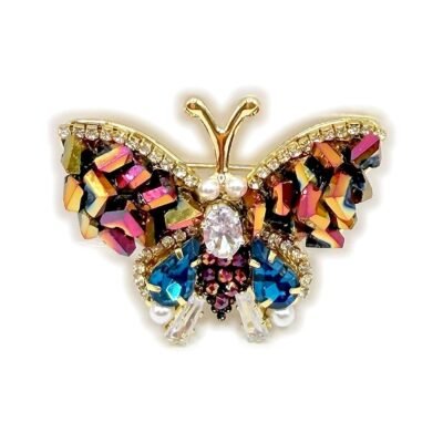 Broche Papillon Bleu Iridescent