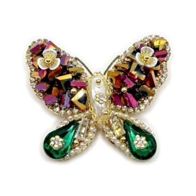 Broche Papillon Vert Nacré