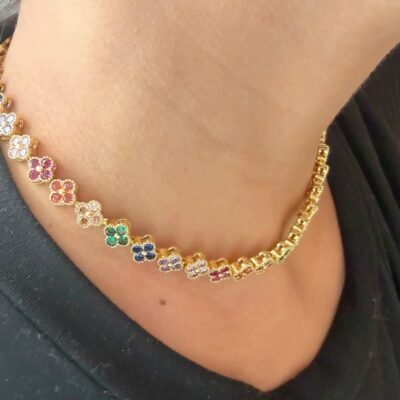 Collier Kaleidoscope Fleur Doré Femme