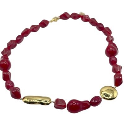 Collier Pierre Rouge Doré