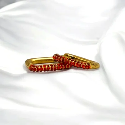 Créoles Carré Strass Rouge