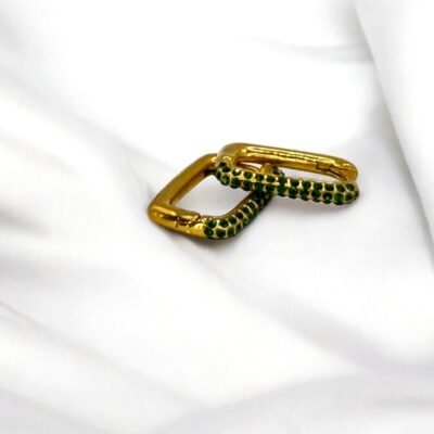 Créoles Carré Strass Vert