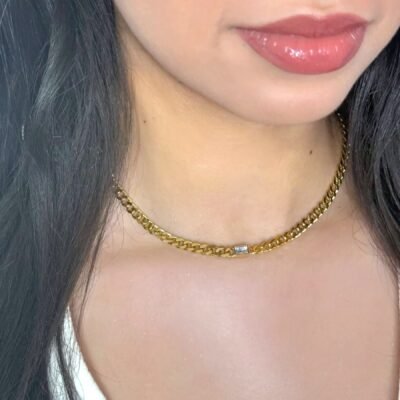 Collier Cristal Glamour – Pendentif Strass en Acier Inoxydable