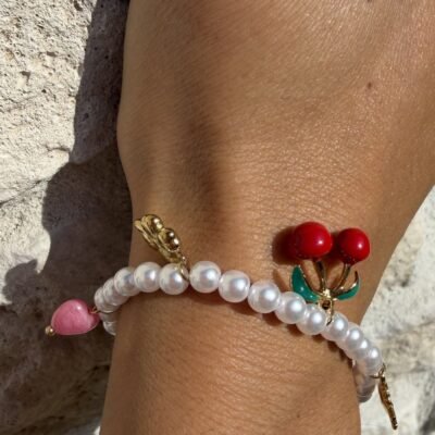 Bracelet Perles Breloques Cerises