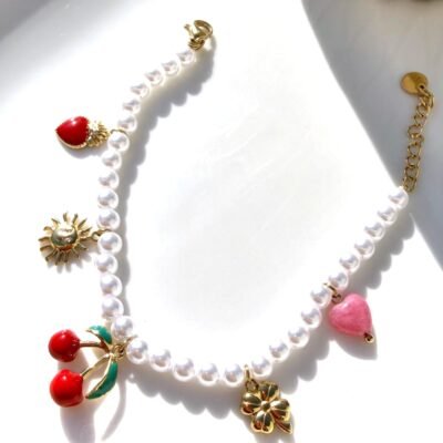 Bracelet Perles Breloques Cerises